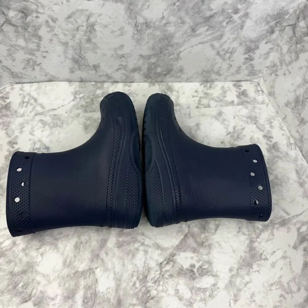 CROCS Classic Unisex Rain Outdoor Rubber Ankle Boots Navy Blue Kids Sz J1